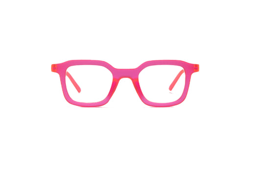 Pink reading glasses eyeglasses on a white background