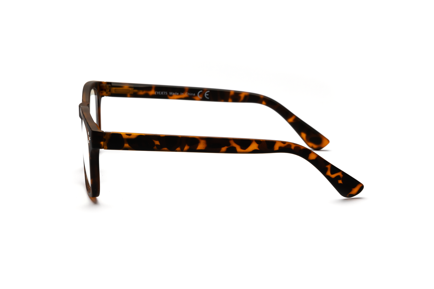 Men’s square reading and blue light glasses with a pantos-shaped nose bridge in a matte tortoise finish displayed on a white background. The smooth rubberized matte texture and clean lines give the frame a modern, masculine, and sophisticated look.