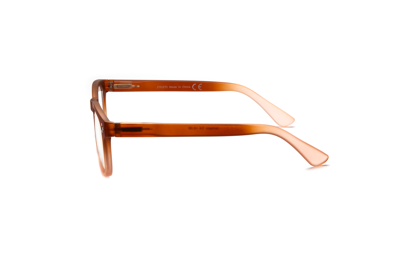 Men’s square reading and blue light glasses with a pantos-shaped nose bridge in a matte gradient apricot finish, displayed on a white background. The smooth rubberized texture and clean lines give the frame a modern, masculine, and stylish look.