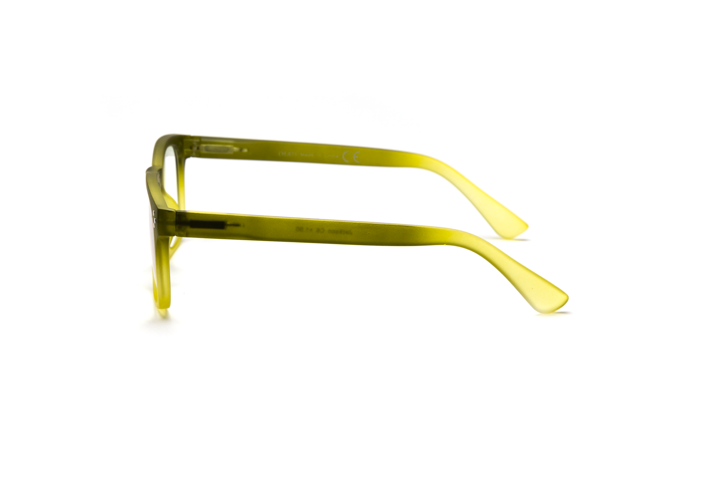 Men’s square reading and blue light glasses with a pantos-shaped nose bridge in a gradient green finish, displayed on a white background. The smooth rubberized matte texture and clean lines give the frame a modern, masculine, and stylish look.