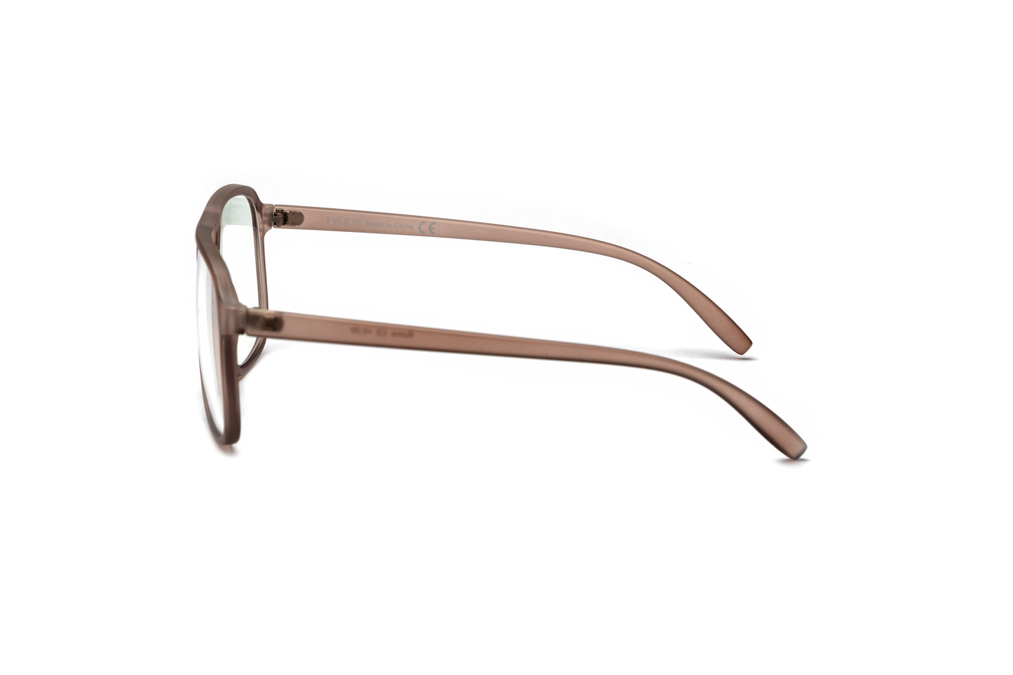 Men’s square aviator reading and blue light glasses in a matte brown finish, displayed on a white background. The smooth rubberized texture and structured shape give the frame a bold, modern, and masculine look.