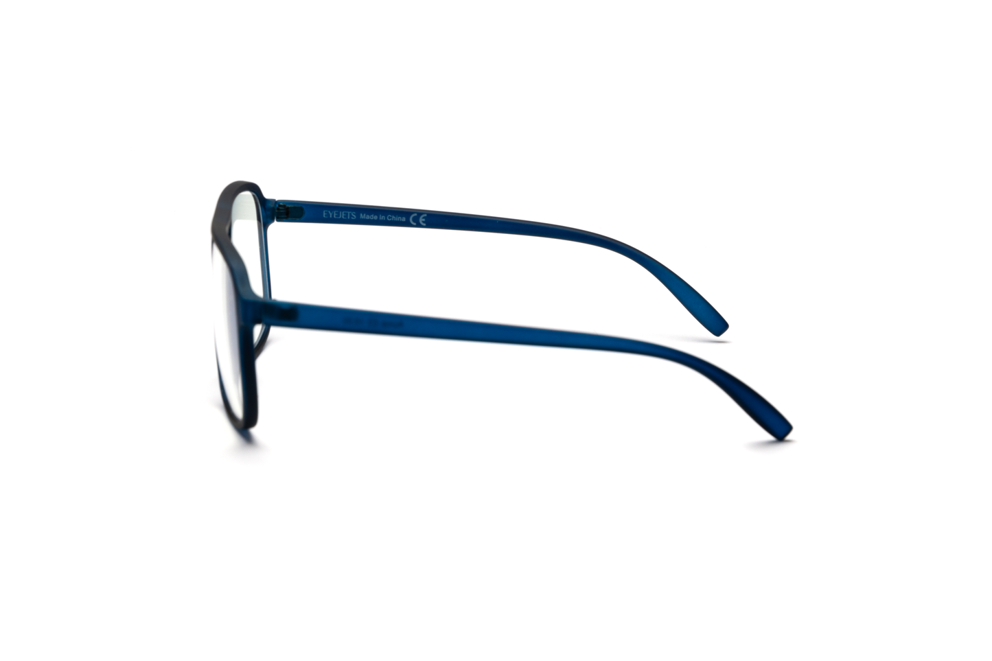 Men’s square aviator computer and reading glasses in a matte blue finish, displayed on a white background. The smooth rubberized texture and bold frame design create a modern, masculine look — perfect for screen time or everyday wear.