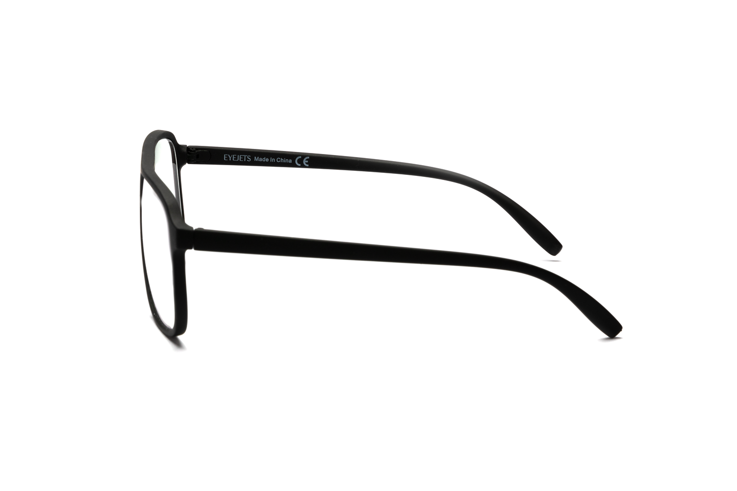 Men’s square aviator reading and computer glasses in a matte black finish, shown on a white background. The rubberized texture and strong lines give the frame a sleek, masculine look that’s perfect for screen time or daily wear.