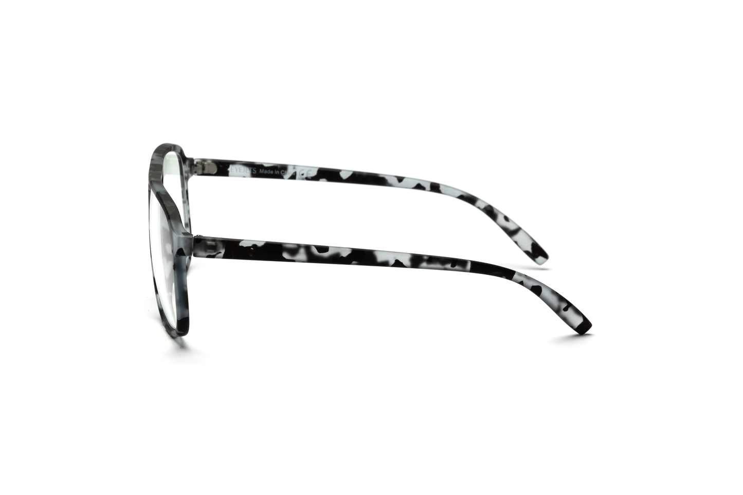 Men’s square aviator reading and computer glasses in a matte gray tortoise finish, displayed on a white background. The mix of gray and tortoise tones with a rubberized matte texture gives the frame a refined, masculine, and contemporary look.
