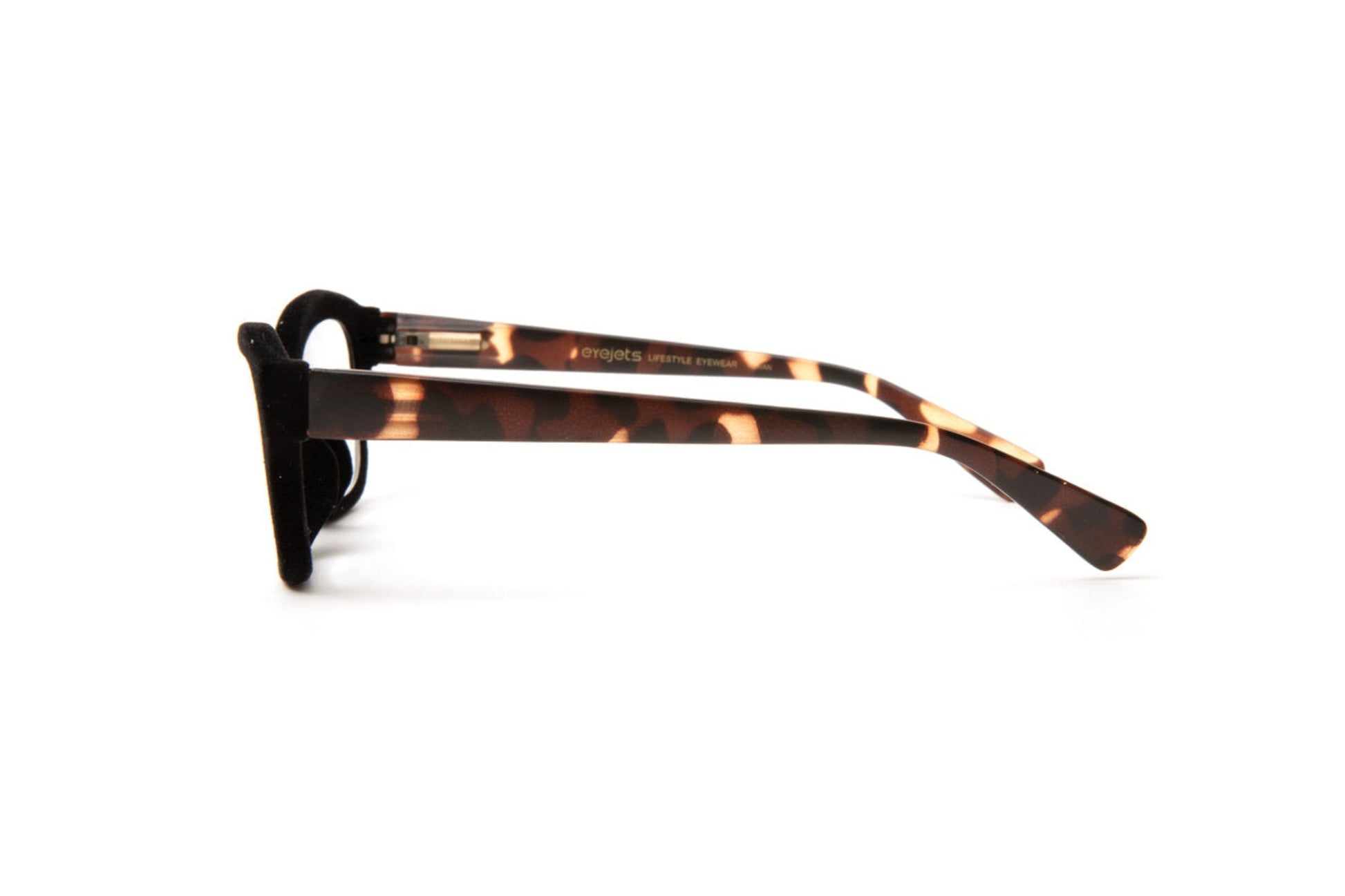 black velvet cateye reading glasses for women with matte tortoise temples
