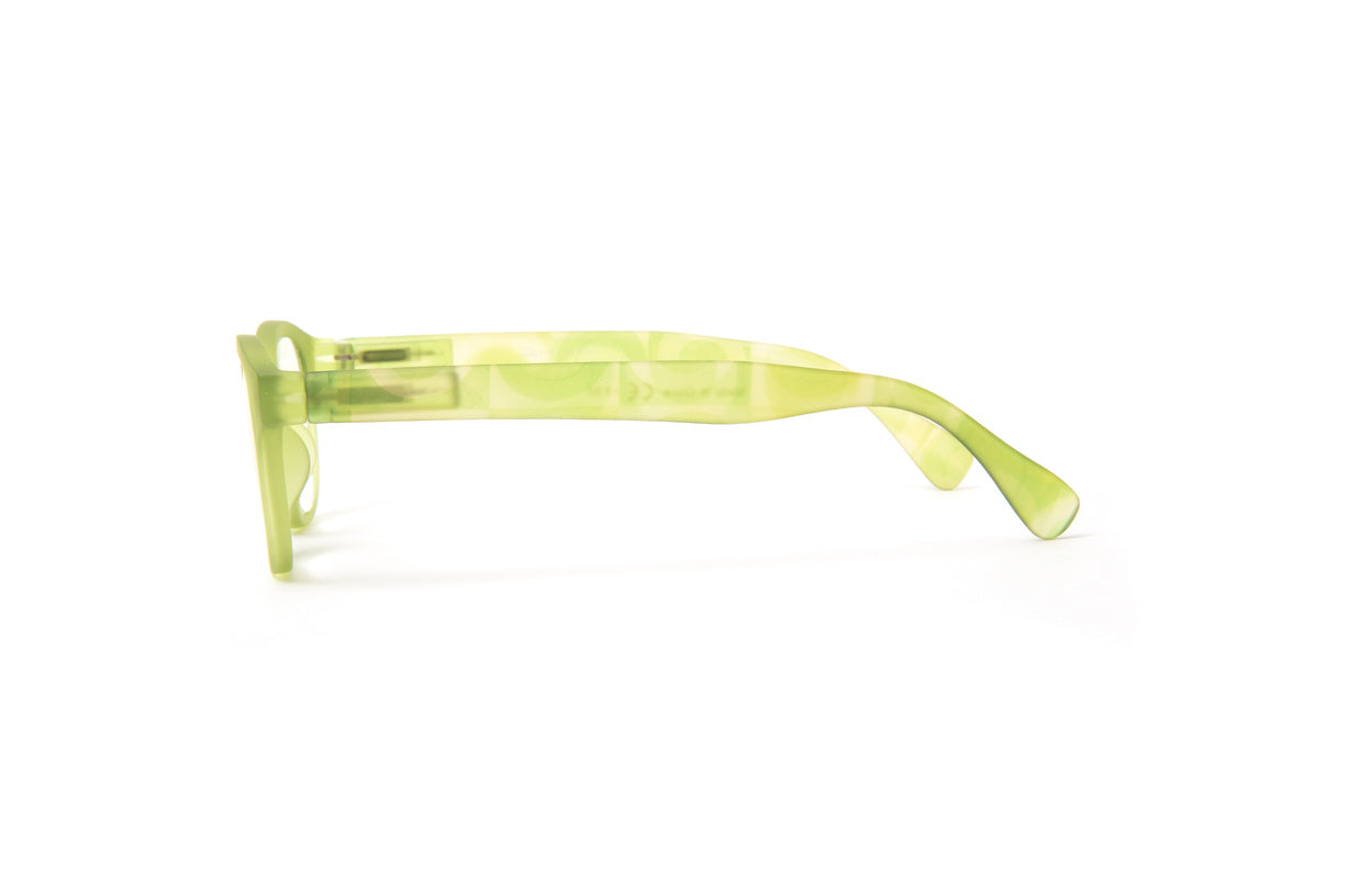 lime green yellow rubberized reading glasses for men and women by Eyejets