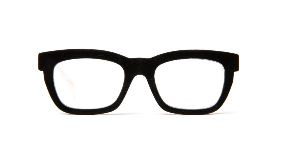 black velvet designer reading glasses for women with matte white temples