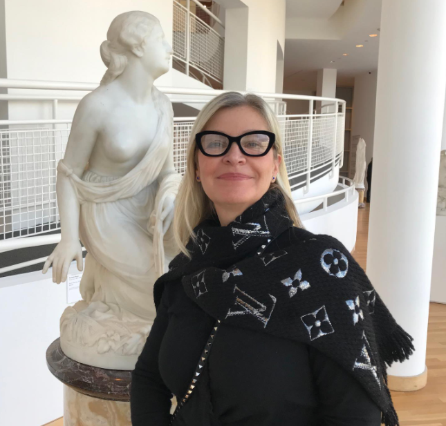 woman wearing eyejets designer black velvet cateye reading glasses