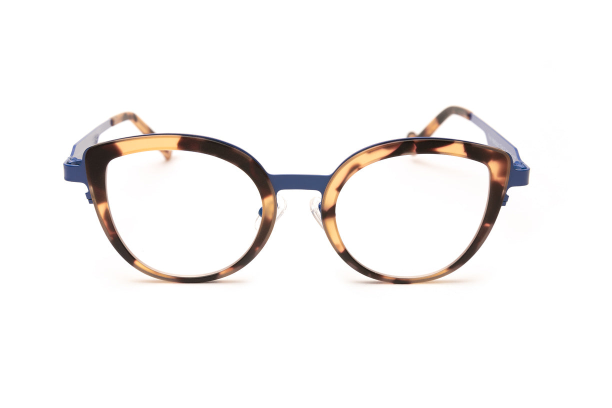 Tortoise and blue metal cat eye luxury blue light reading glasses, optical eyeglasses for women