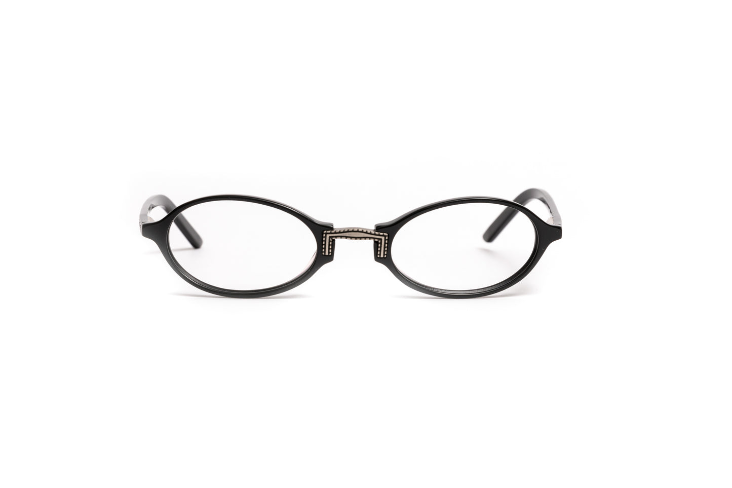 black and silver oval acetate vintage style reading glasses