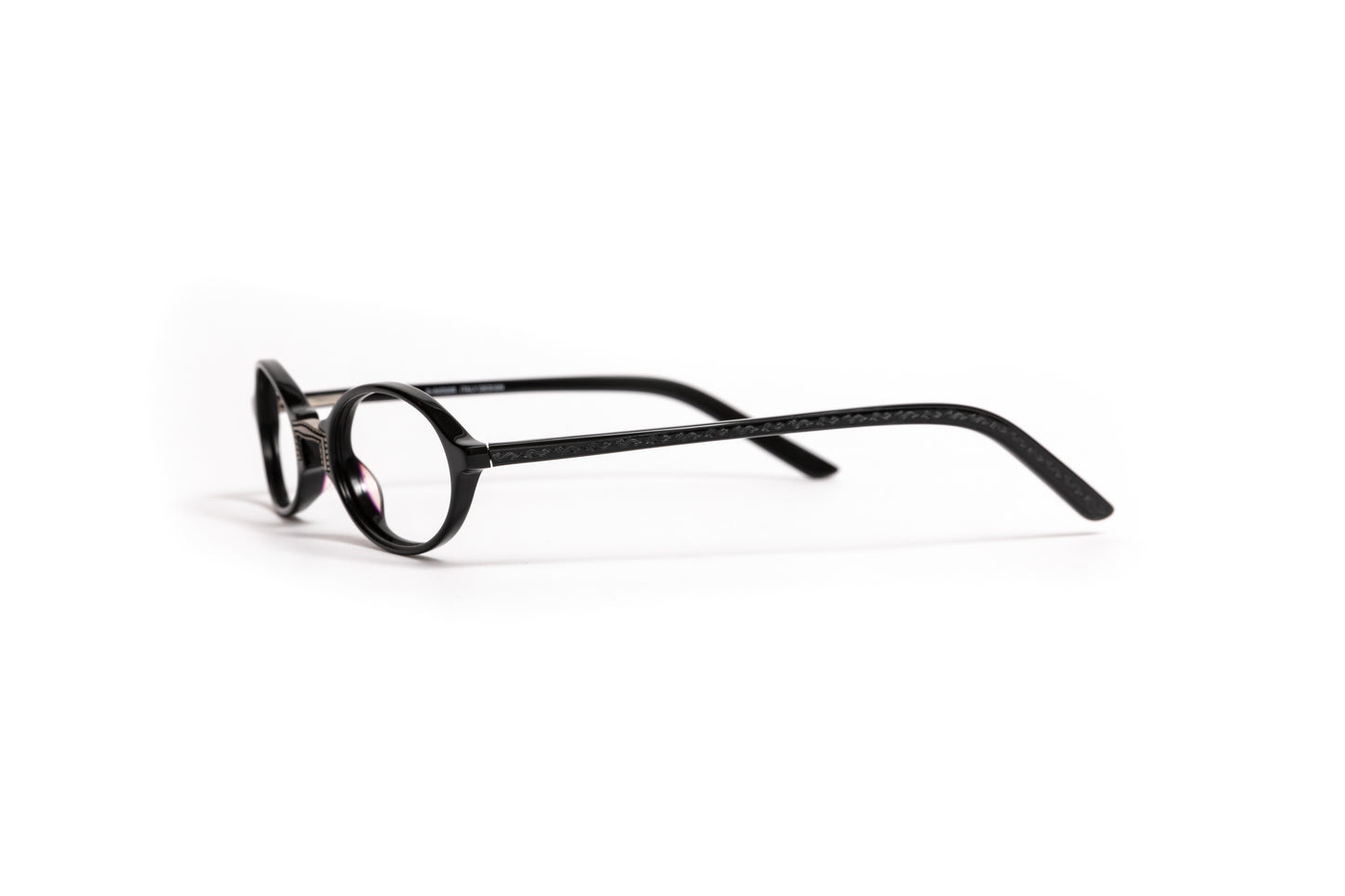 black and silver oval acetate vintage style reading glasses