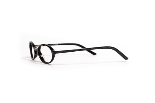 black and silver oval acetate vintage style reading glasses