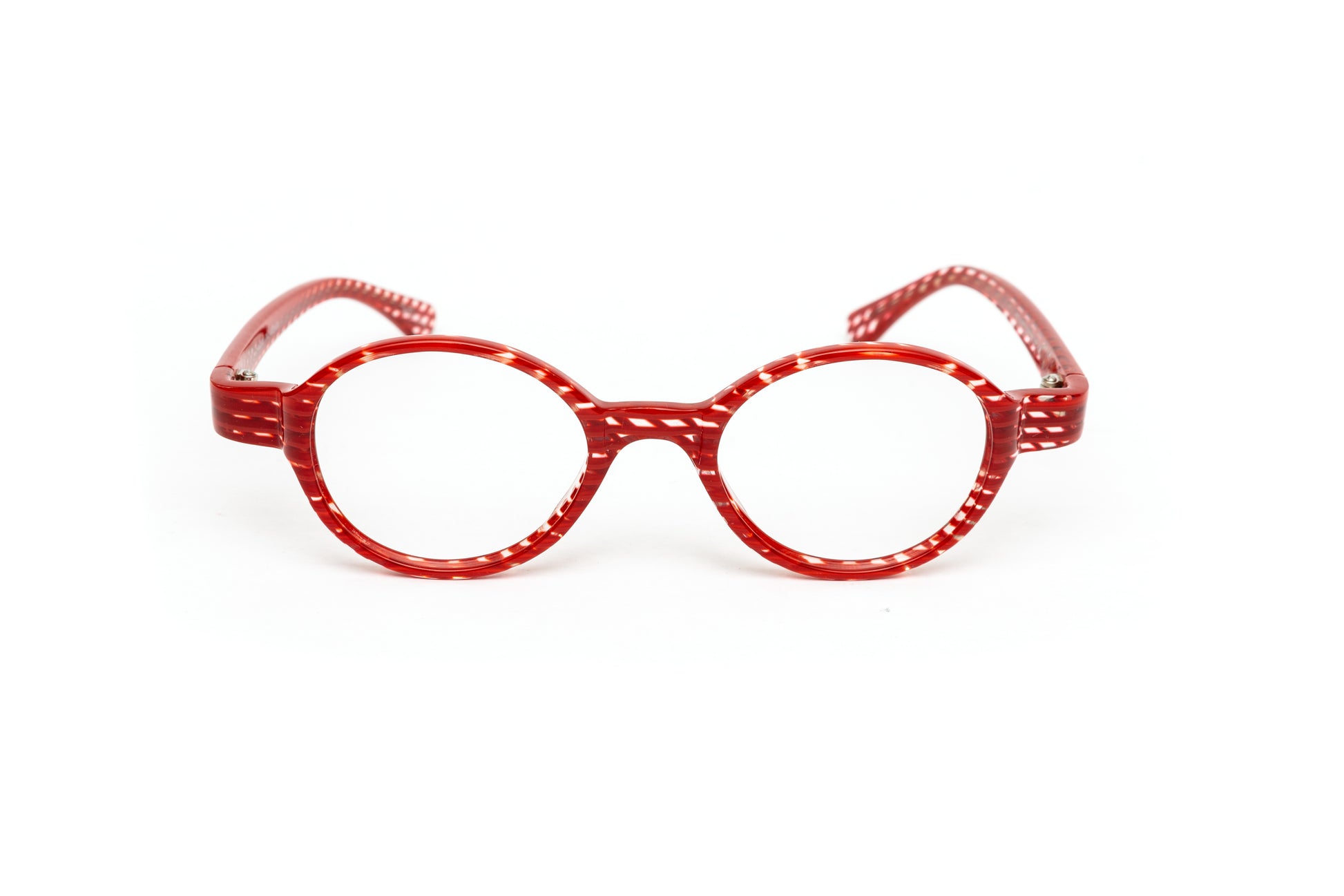 round red and clear striped unisex reading glasses