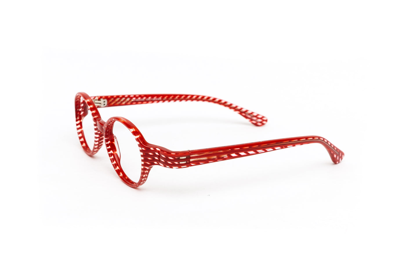 round red and clear striped unisex reading glasses