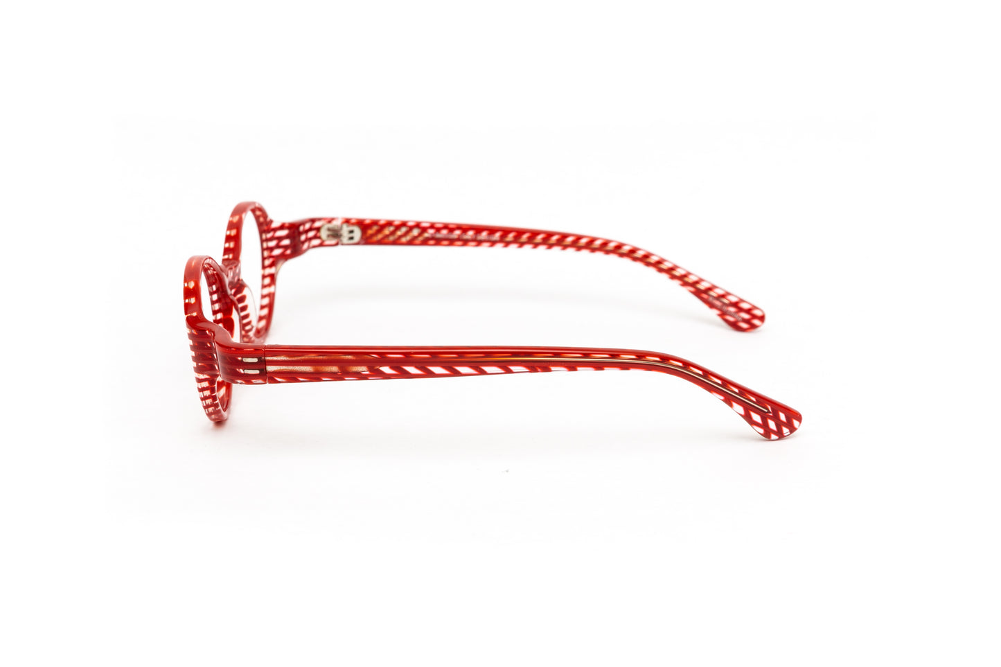 round red and clear striped unisex reading glasses