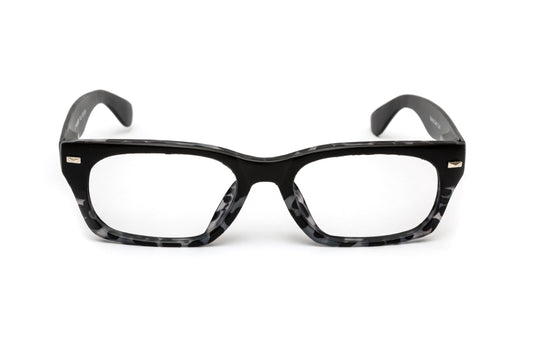 Best designer wayfarer reading glasses for men and women with a grey tortoise design and black temples