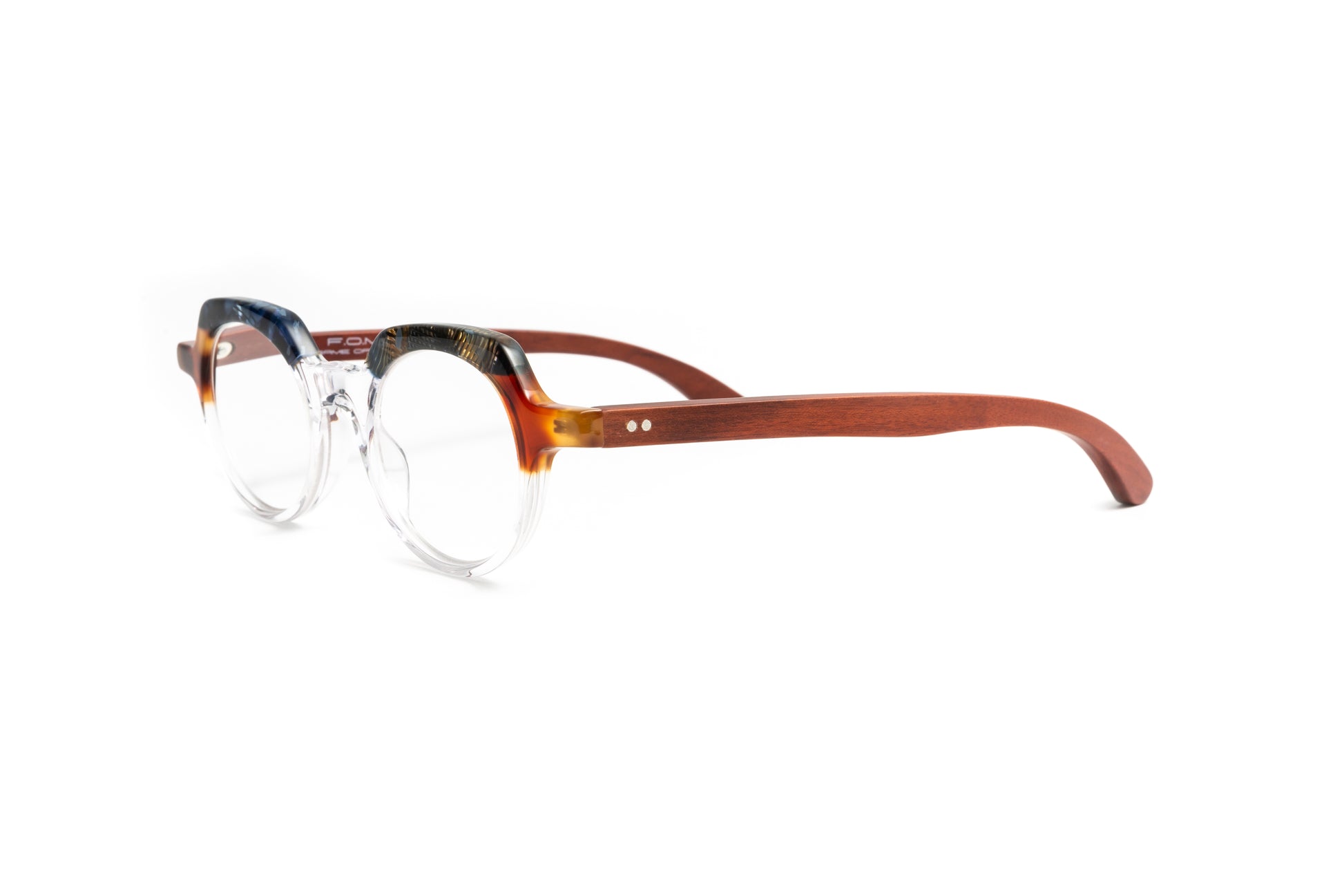 St Barths multi colored reading glasses made with black, tortoise and clear acetate and cherry wood temples for men and women
