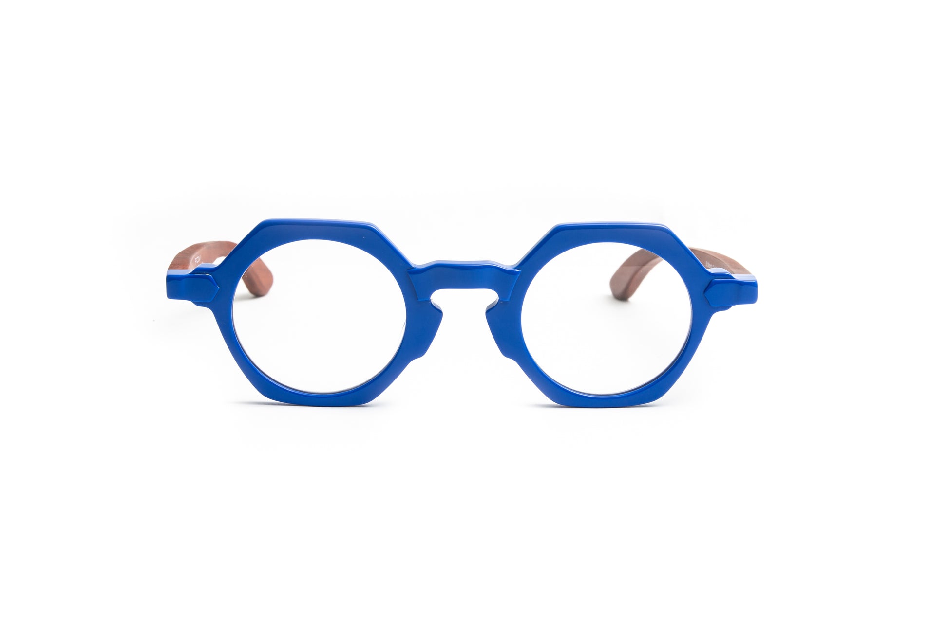 Round pantos blue reading glasses with cherry wood temples for men and women, designer readers, luxury reading glasses