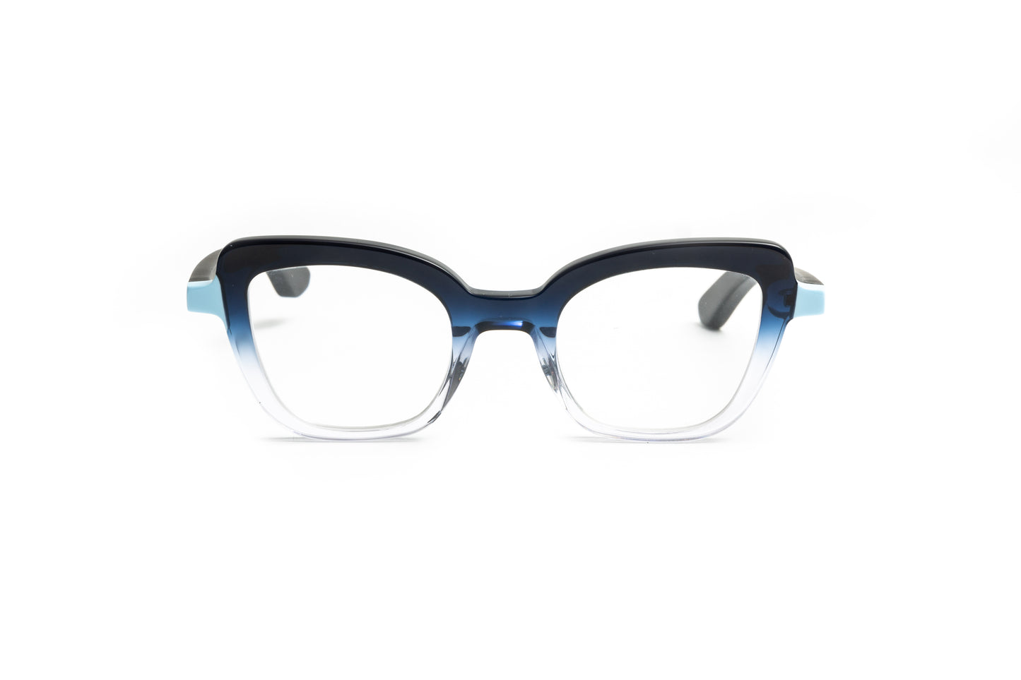 gradient blue acetate and wood cateye reading glasses for women by Eyejets