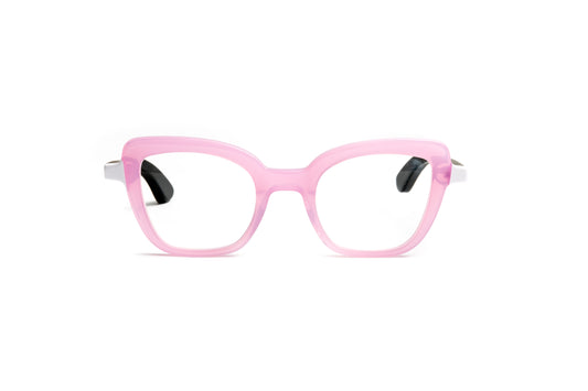 Pink cateye reading glasses for women with black wood temples, luxury reading glasses, chic readers 