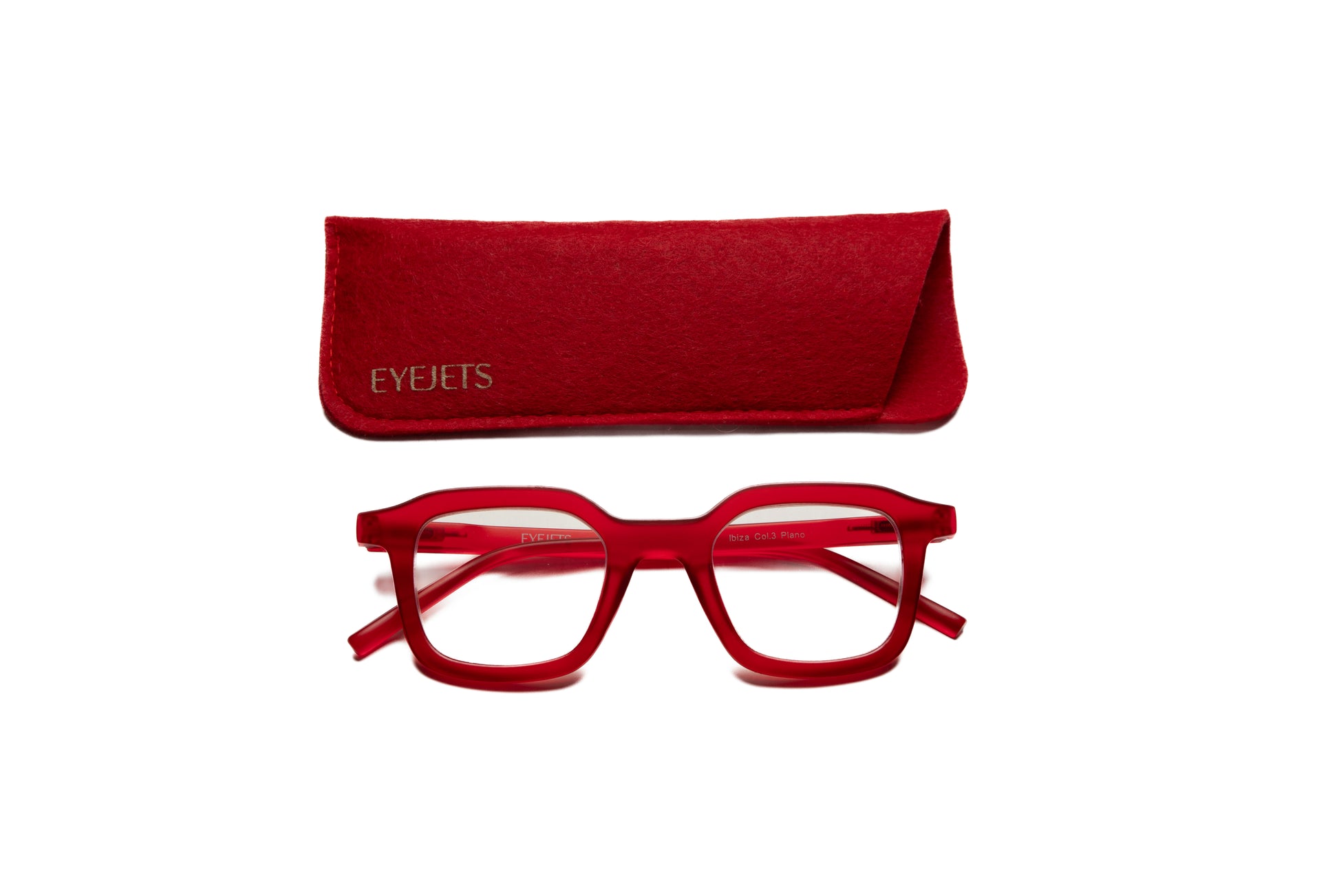 Ibiza Blue Light Glasses in Red – Matte unisex frames for digital eye strain relief or reading support