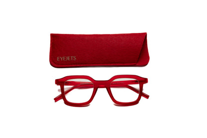Ibiza Blue Light Glasses in Red – Matte unisex frames for digital eye strain relief or reading support