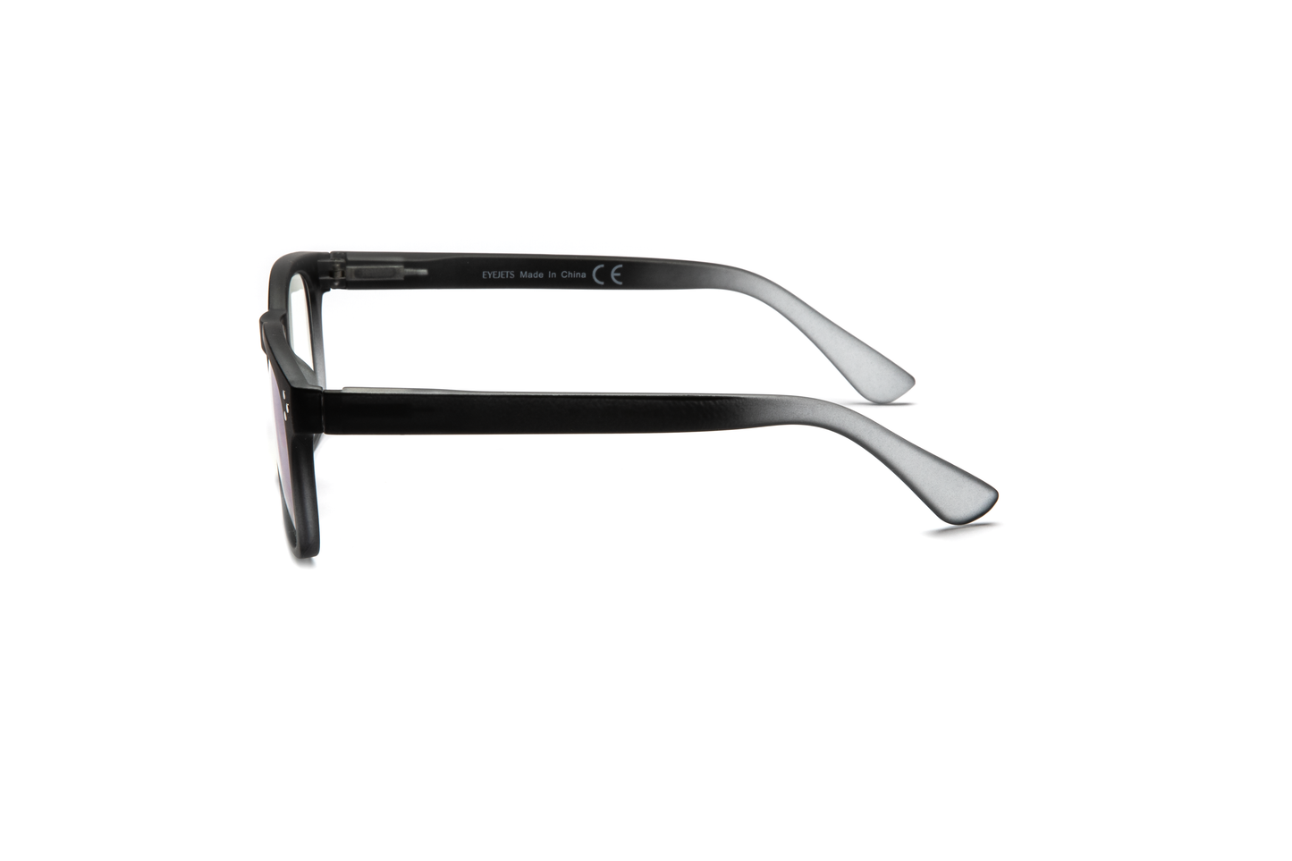 Men’s square reading and blue light glasses with a pantos-shaped nose bridge in a gradient black-to-matte-gray finish, displayed on a white background. The smooth rubberized texture and clean lines give the frame a modern, masculine, and sophisticated look.