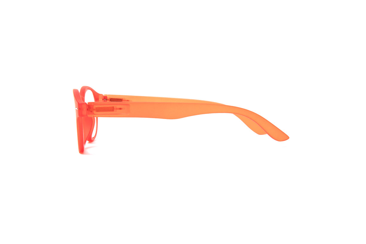 Bright orange round designer funky cool reading glasses for women and men by Eyejets