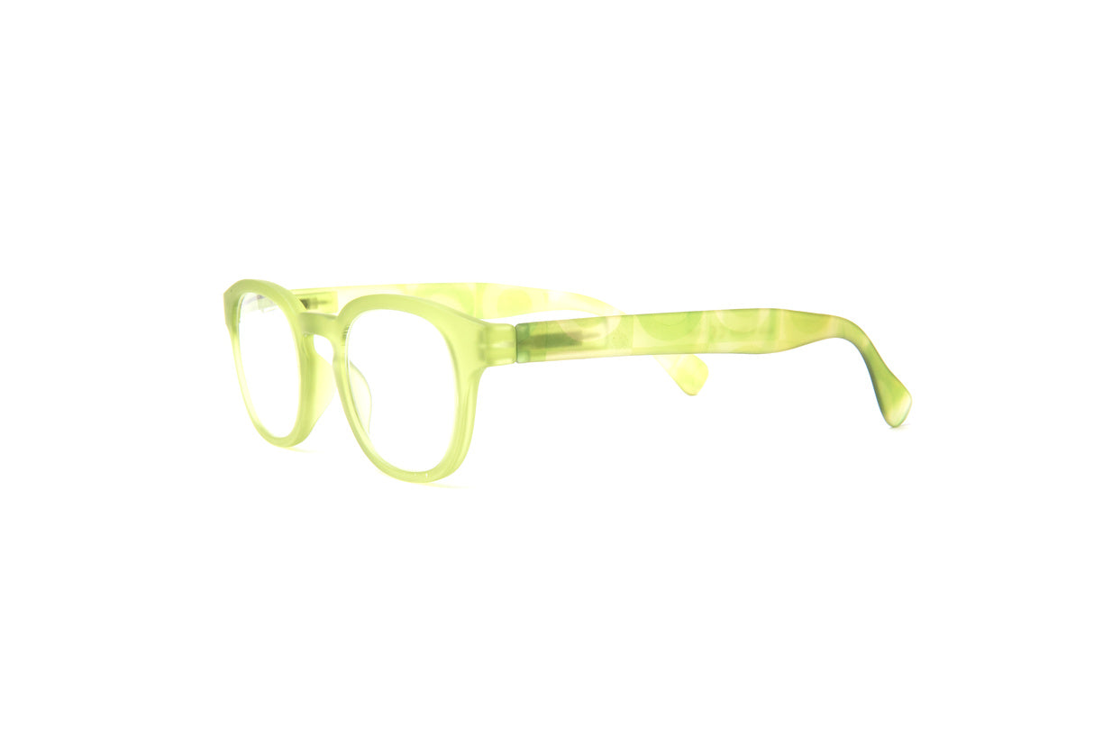 lime green yellow rubberized reading glasses for men and women by Eyejets