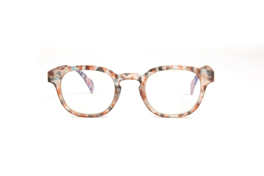 Eyejets multi colored tortoise reading glasses with blue light blocking lenses