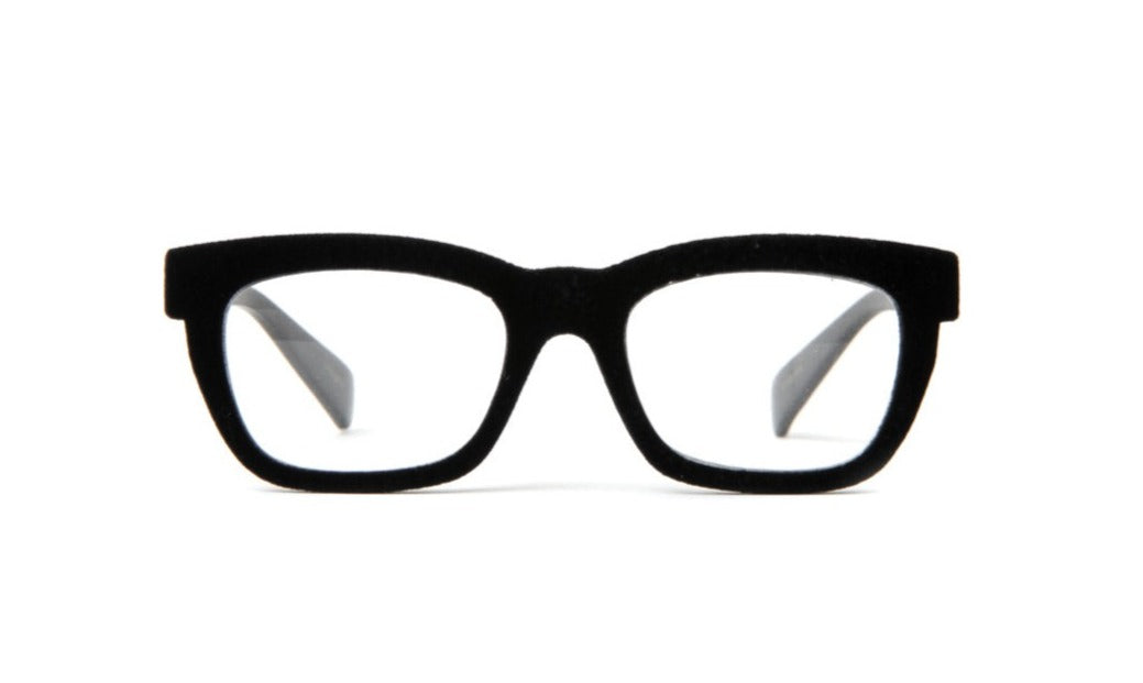 black velvet rimmed designer reading glasses by eyejets