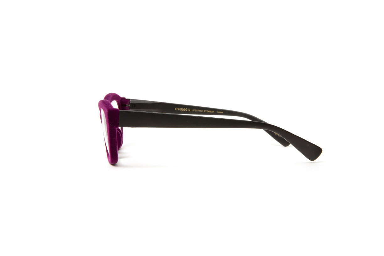 purple velvet cateye colorful reading glasses with matte black temples by Eyejets